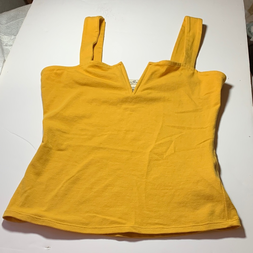 Express One Eleven Mustard Gold Notched Neck Tank Top - Size XSP